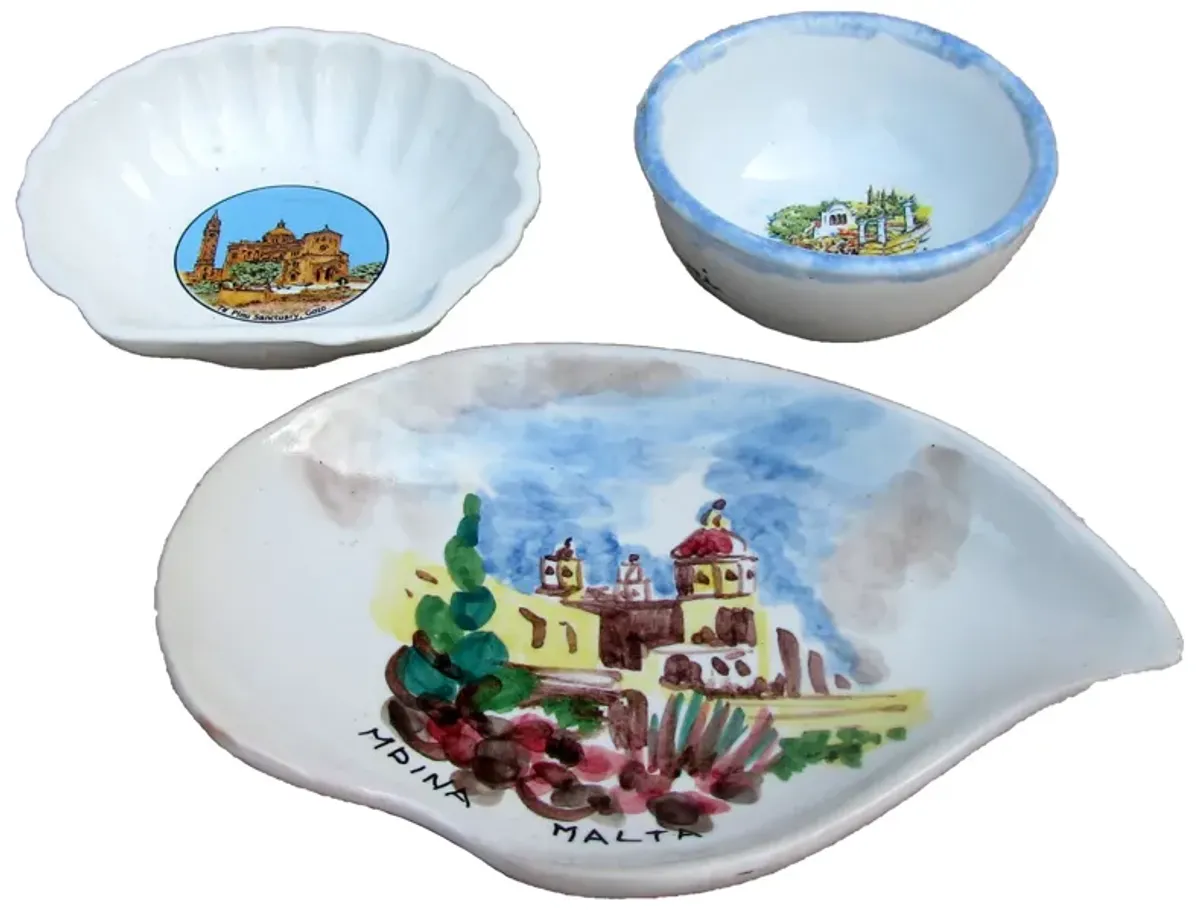 Mediterranean Island Souvenir Bowls - Set of 3 - Chez Vous - blue