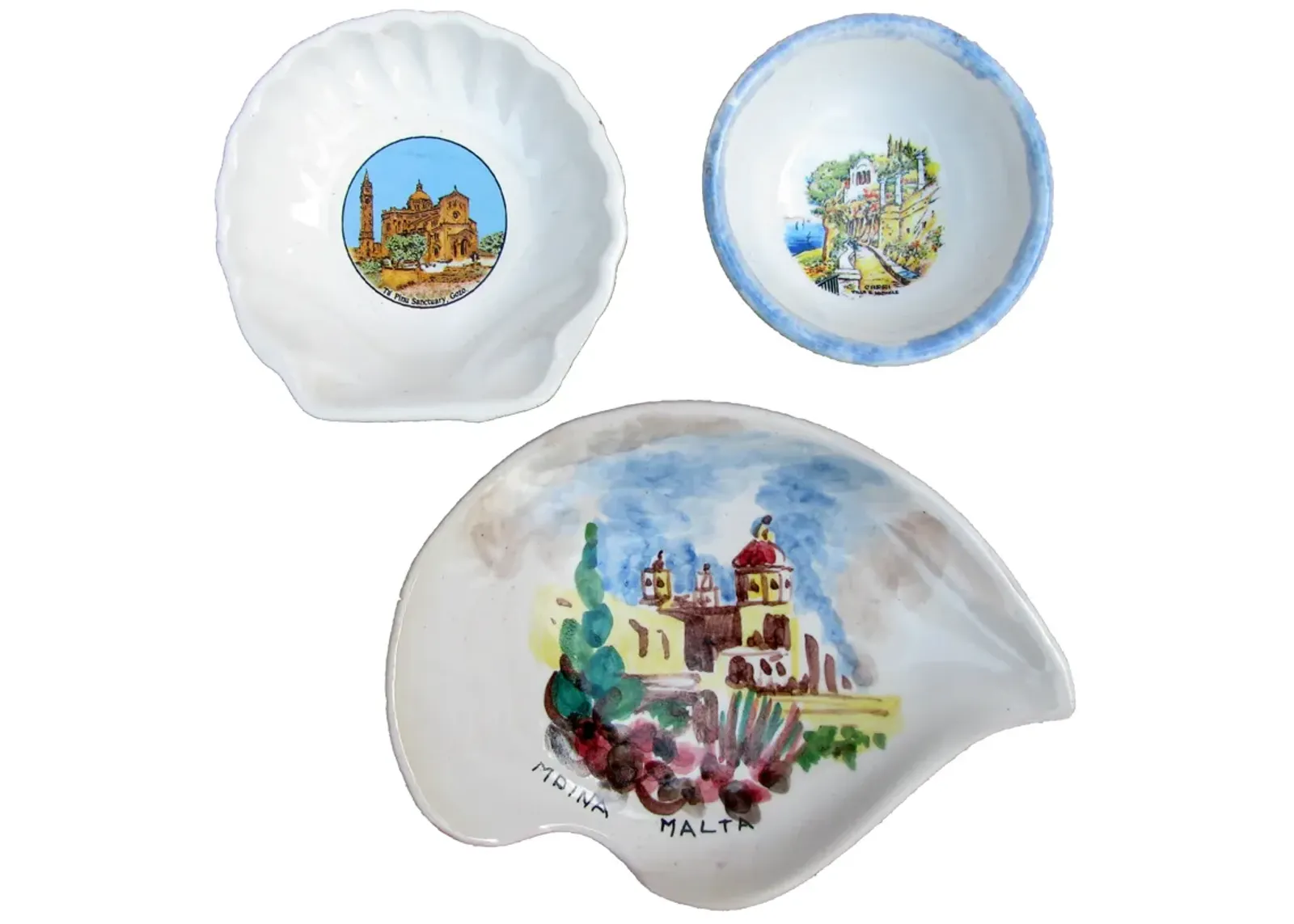 Mediterranean Island Souvenir Bowls - Set of 3 - Chez Vous - blue