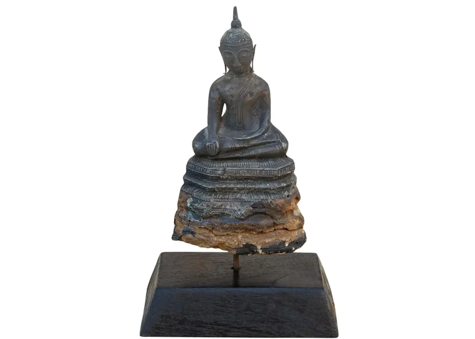 19th C. Wood and Metal Alloy Buddha - de-cor - Brown