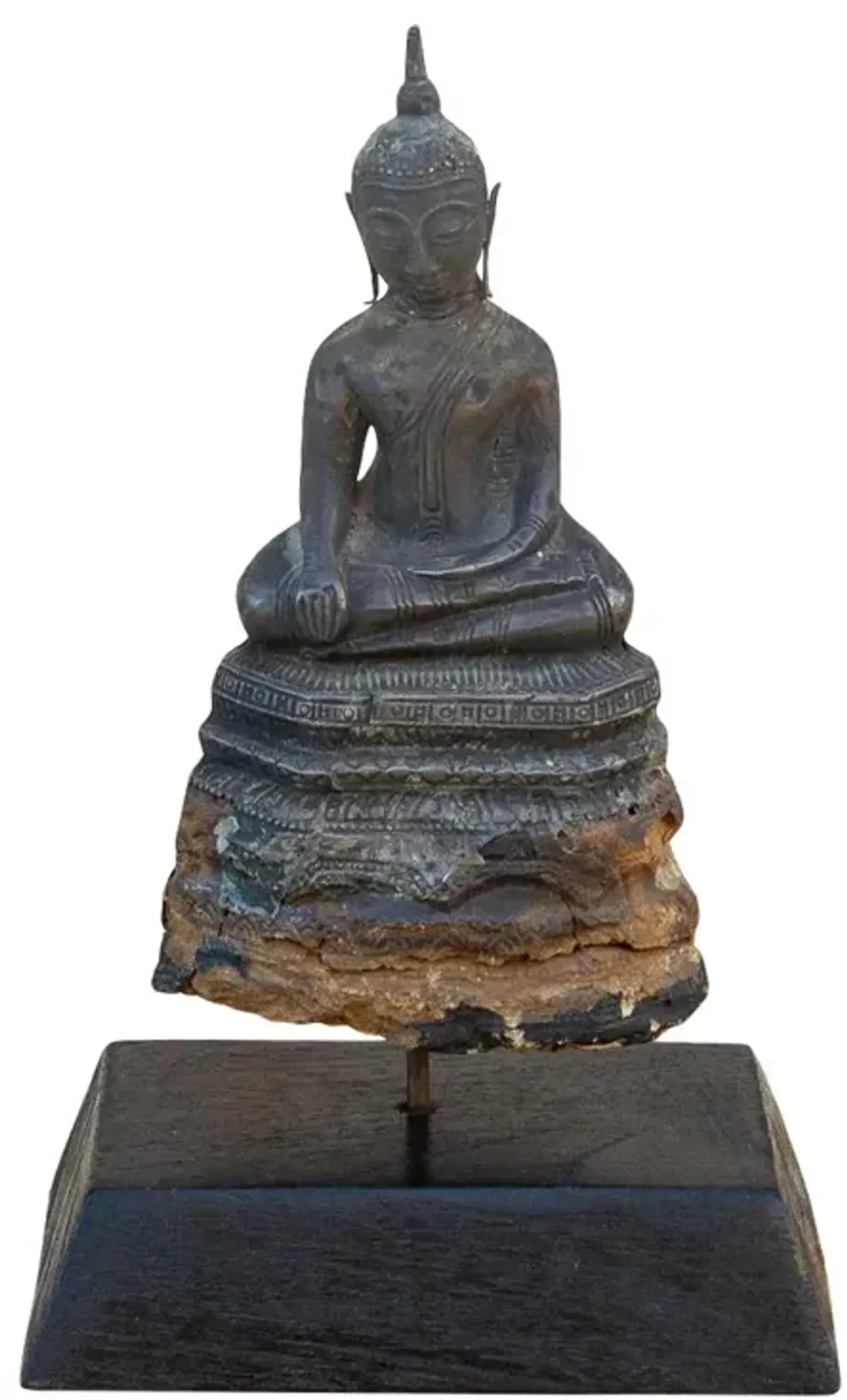 19th C. Wood and Metal Alloy Buddha - de-cor - Brown