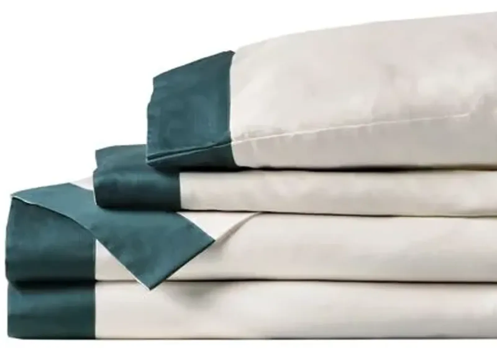 Izaro Border Sheet Set - Ivory/Emerald - Eastern Accents - Green, 300 Thread Count, Egyptian Cotton Sateen, Soft and Luxurious