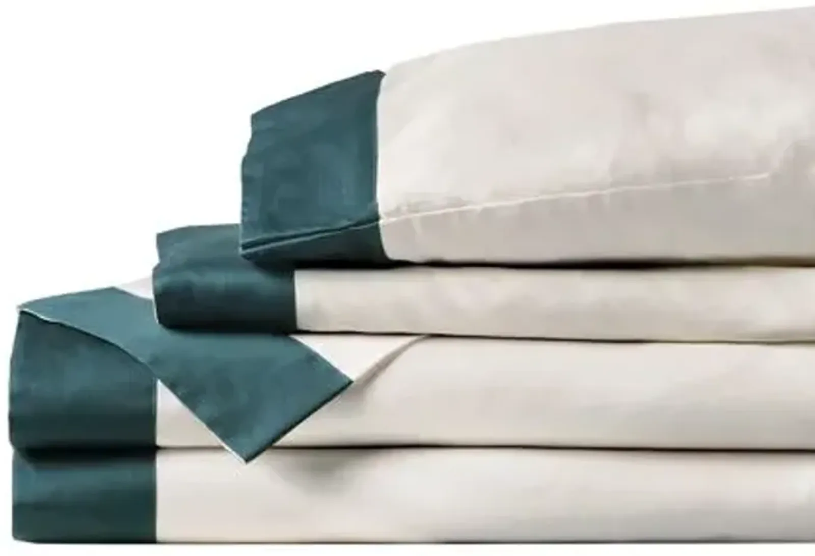 Izaro Border Sheet Set - Ivory/Emerald - Eastern Accents - Green, 300 Thread Count, Egyptian Cotton Sateen, Soft and Luxurious