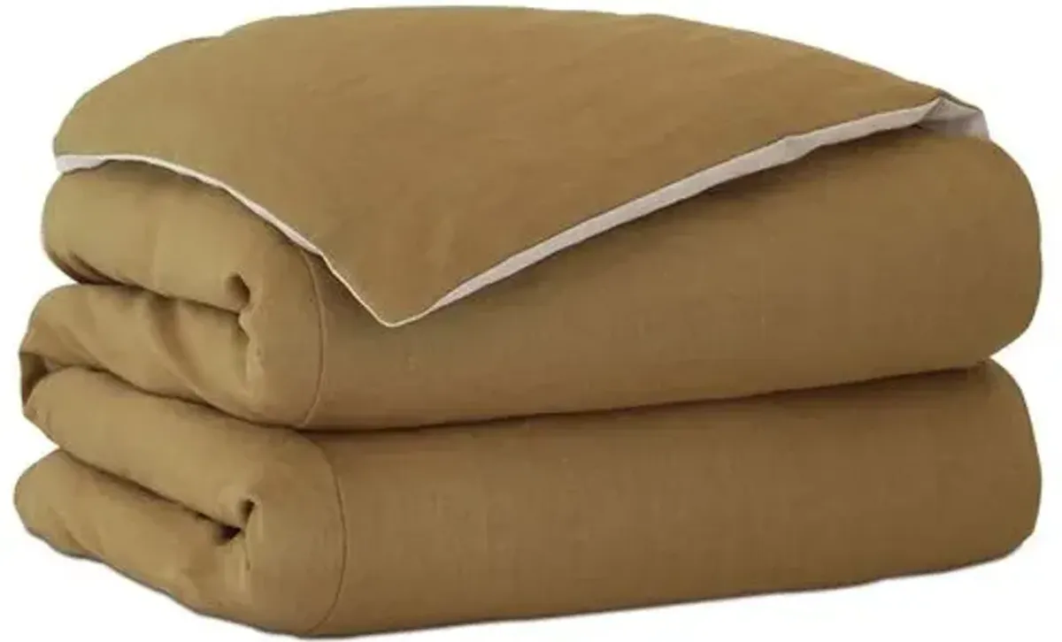 Trillium Duvet Cover and Comforter - Gold - Handcrafted - Brown, 2 Piece Set, Breathable, Durable, Comfortable