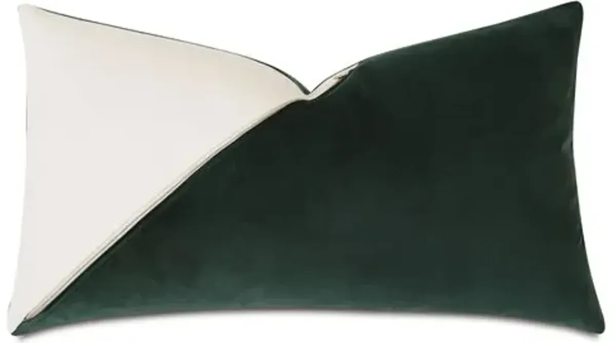 Izaro Zipper Detail Left Pillow - Emerald/Vanilla - Eastern Accents