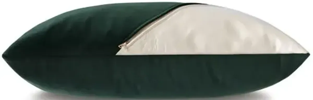 Izaro Zipper Detail Right Pillow - Emerald/Vanilla - Eastern Accents