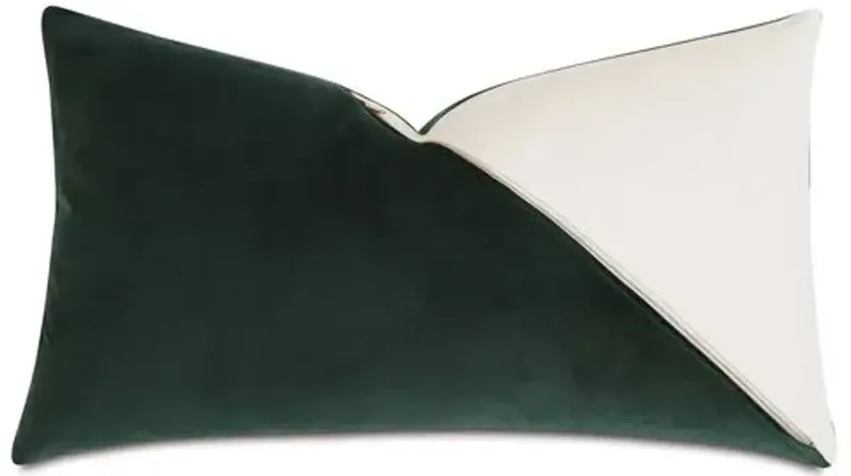 Izaro Zipper Detail Right Pillow - Emerald/Vanilla - Eastern Accents