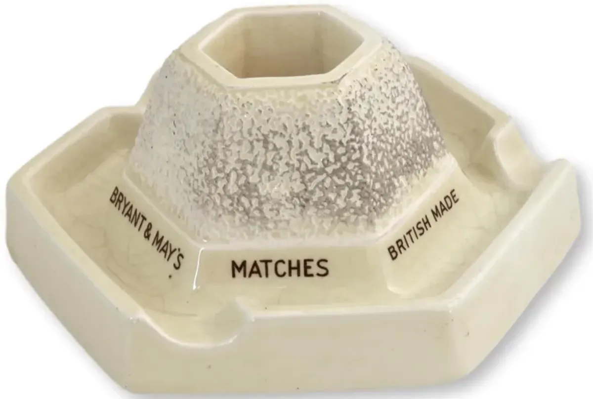 English Minton's Matchstriker/Ashtray - Rose Victoria - Beige