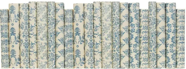 Damask Wrapped Books by the Foot, Blue Cream