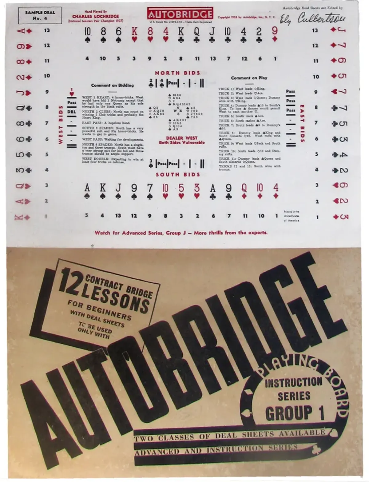 1937 Autobridge Game Set - Chez Vous - Brown