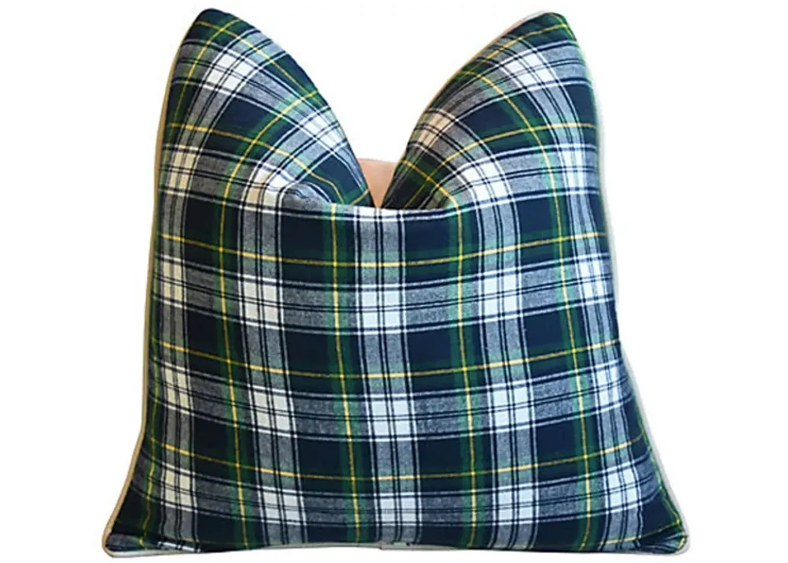 Green - Blue & White Tartan Plaid Pillow