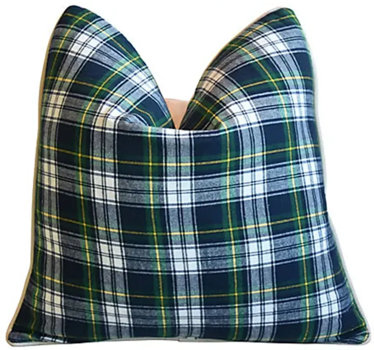 Green - Blue & White Tartan Plaid Pillow