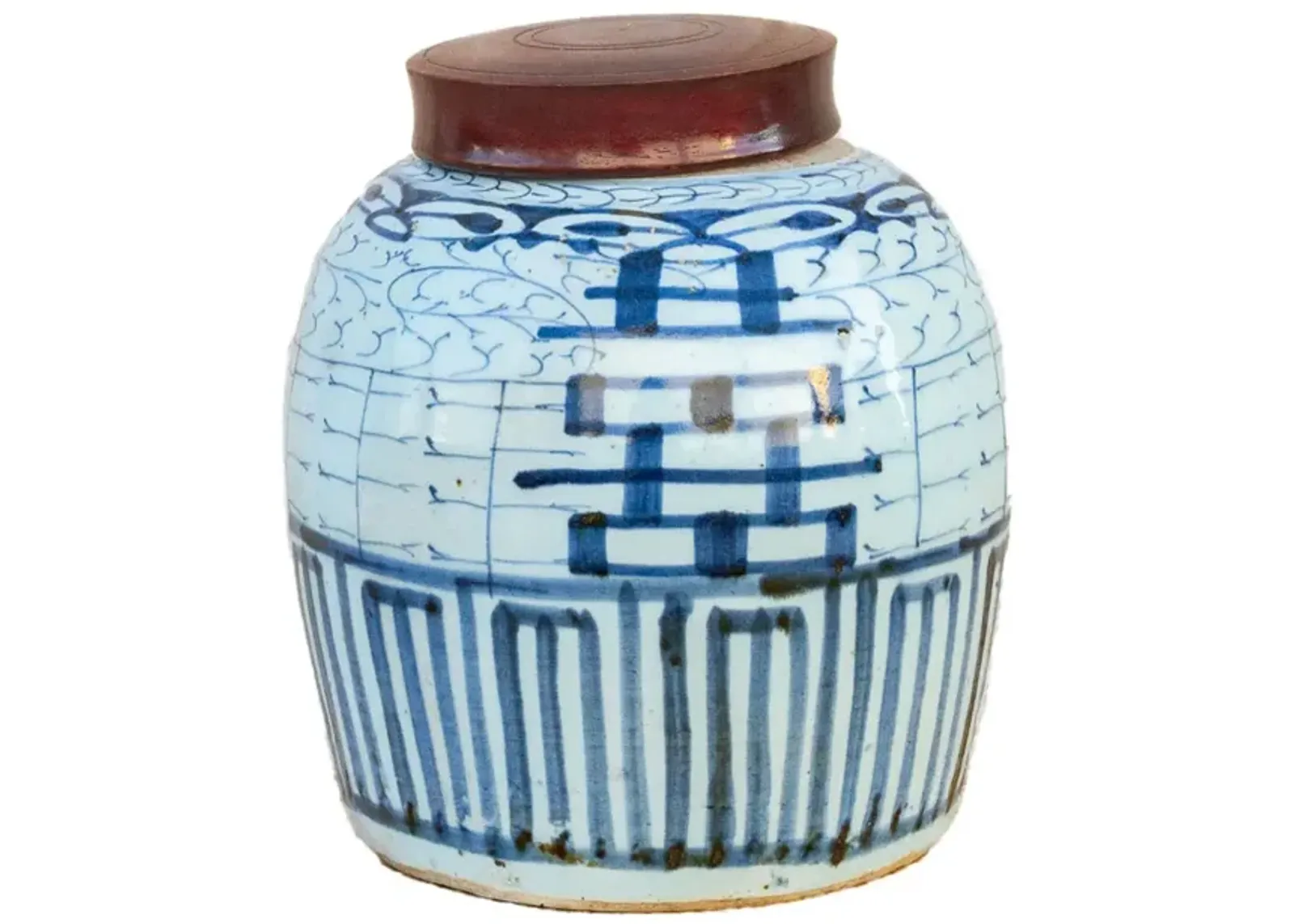 Vintage Chinese Porcelain Lidded Jar - de-cor - Blue