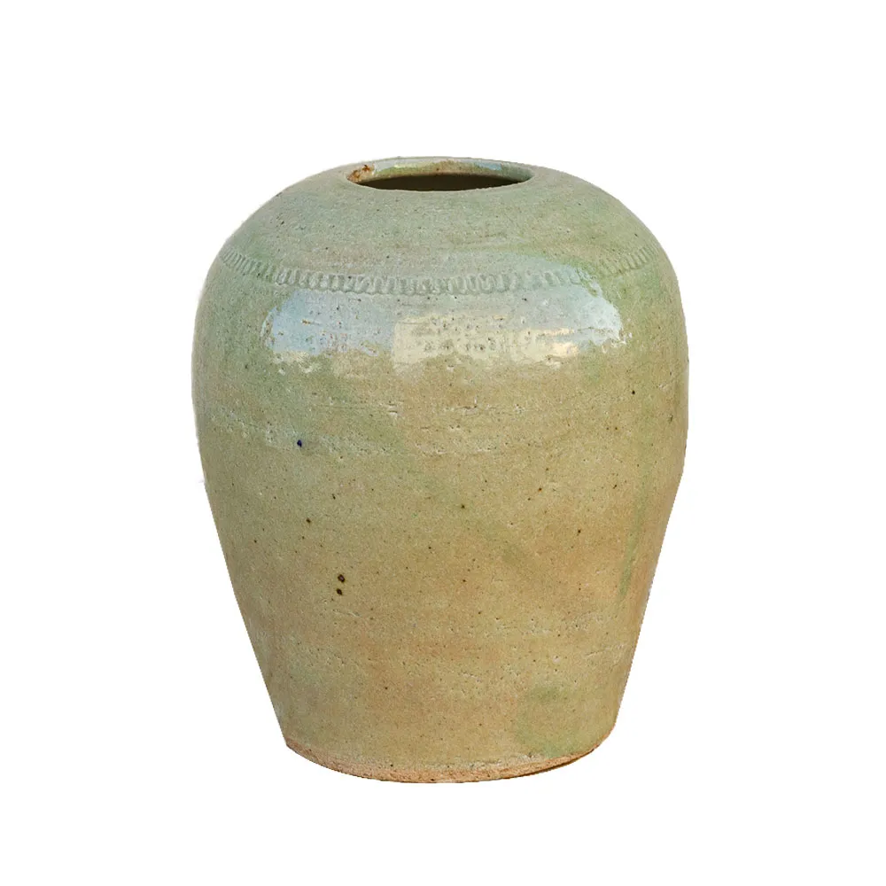 Vintage Korean Pearly Glazed Vase - de-cor - Green