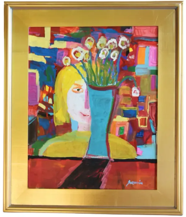 Juan Guzman Abstract Portrait Painting - Blue