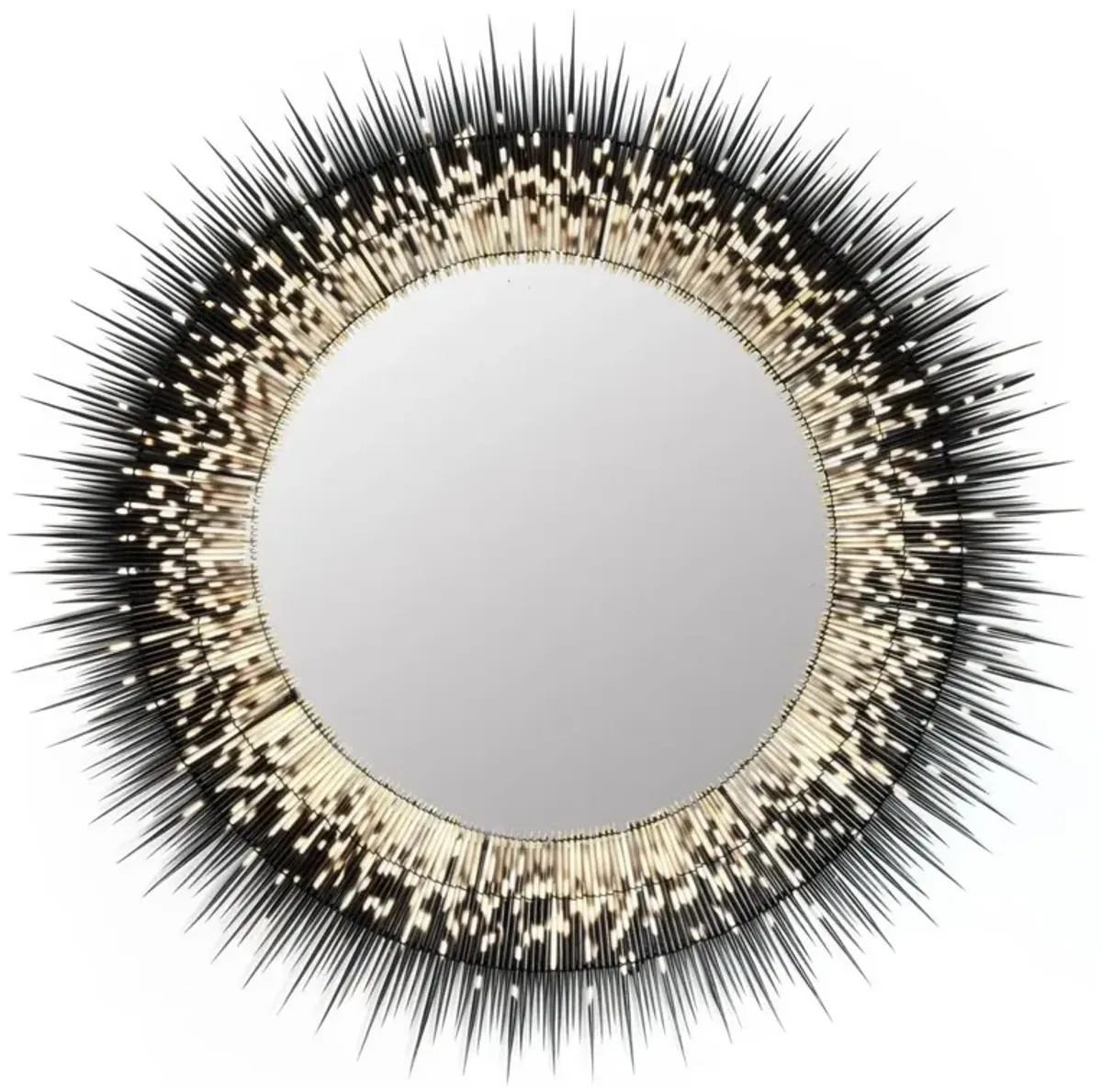 Porcupine Quill Large Round Wall Mirror, Black
