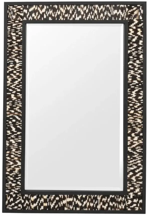 Porcupine Quill Rectangle Wall Mirror, Black