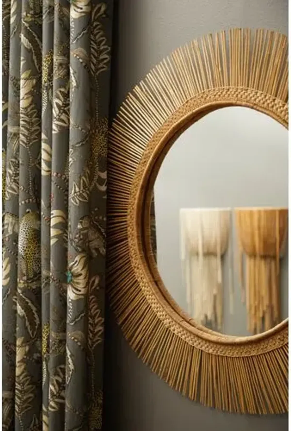 Malawi Sun Rattan Wall Mirror - Natural - Ngala Trading Co.