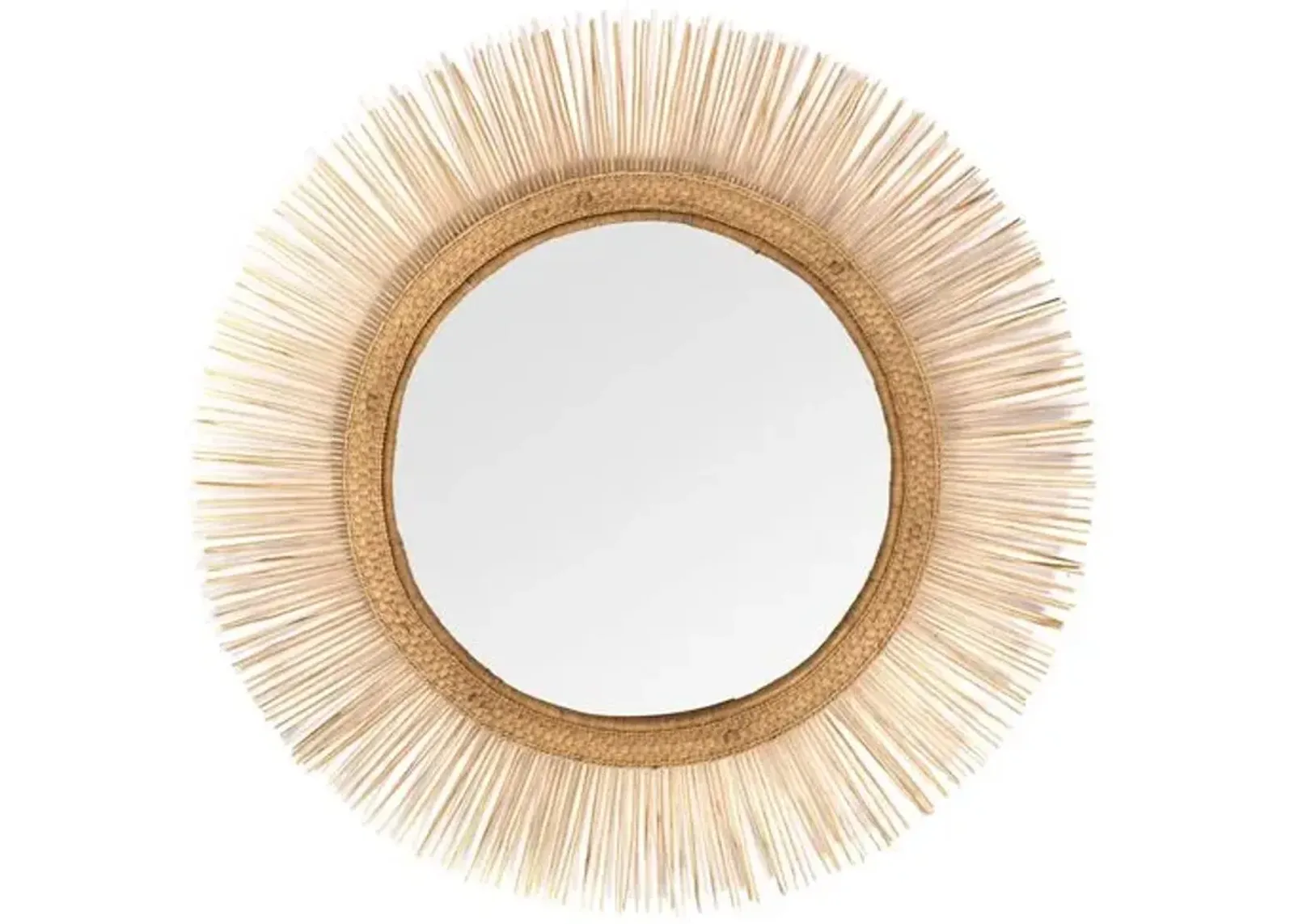 Malawi Sun Rattan Wall Mirror - Natural - Ngala Trading Co.