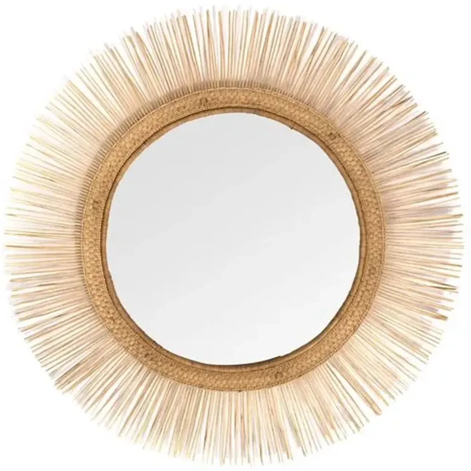 Malawi Sun Rattan Wall Mirror - Natural - Ngala Trading Co.