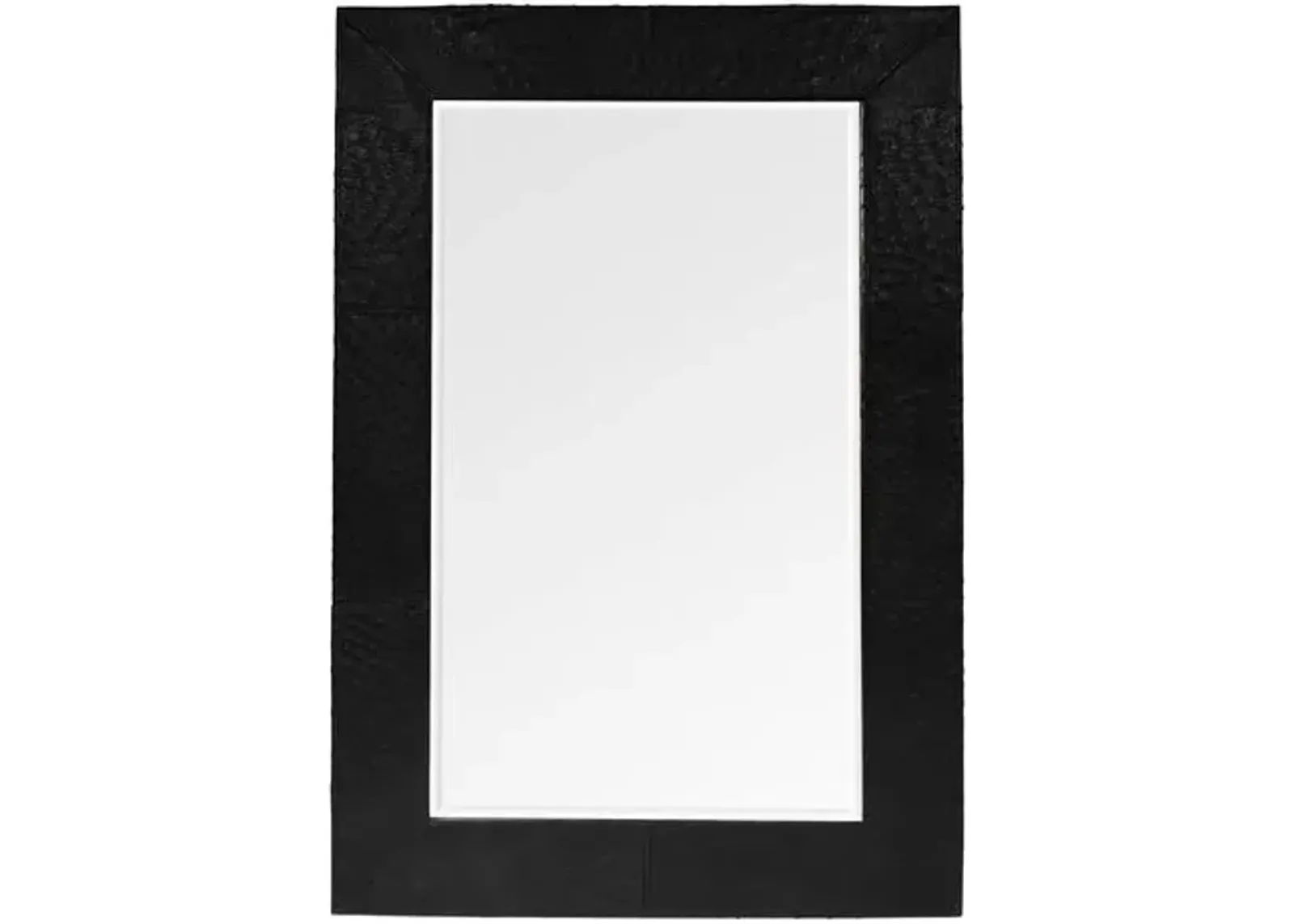 Ostrich Leather Rectangle Wall Mirror - Black - Ngala Trading Co.