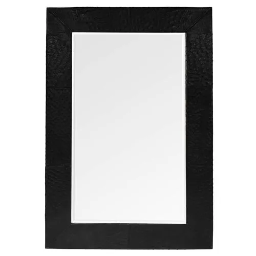 Ostrich Leather Rectangle Wall Mirror - Black - Ngala Trading Co.