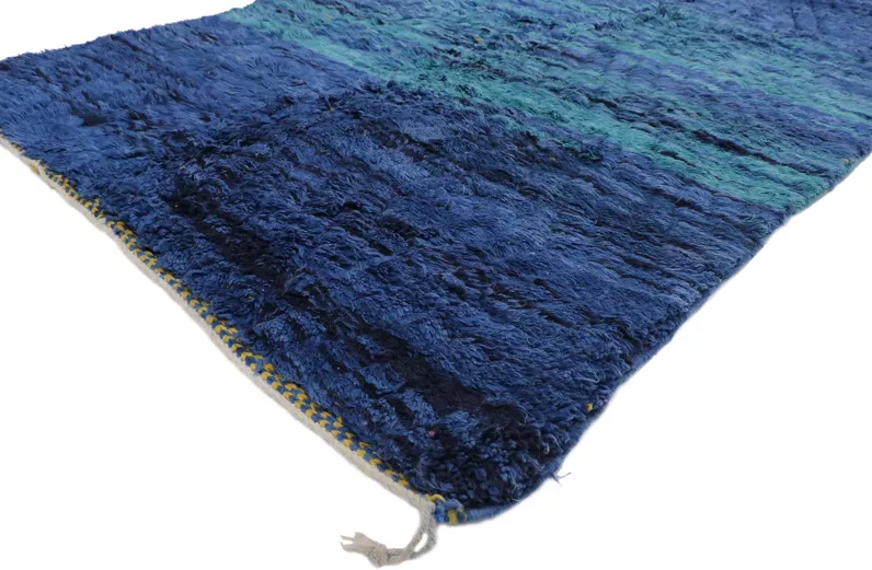 Blue Abstract Moroccan Rug - 4'5 x 8'1 - Esmaili Rugs & Antiques -