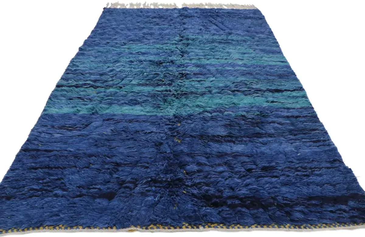 Blue Abstract Moroccan Rug - 4'5 x 8'1 - Esmaili Rugs & Antiques -