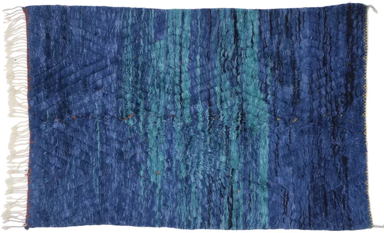 Blue Abstract Moroccan Rug - 4'5 x 8'1 - Esmaili Rugs & Antiques -