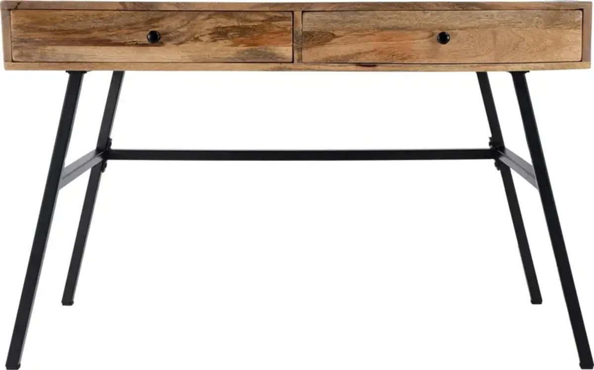 Lani Two-Drawer Desk - Natural - Brown