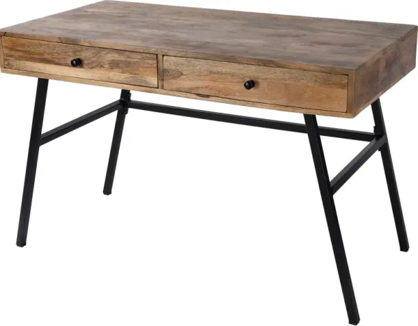 Lani Two-Drawer Desk - Natural - Brown
