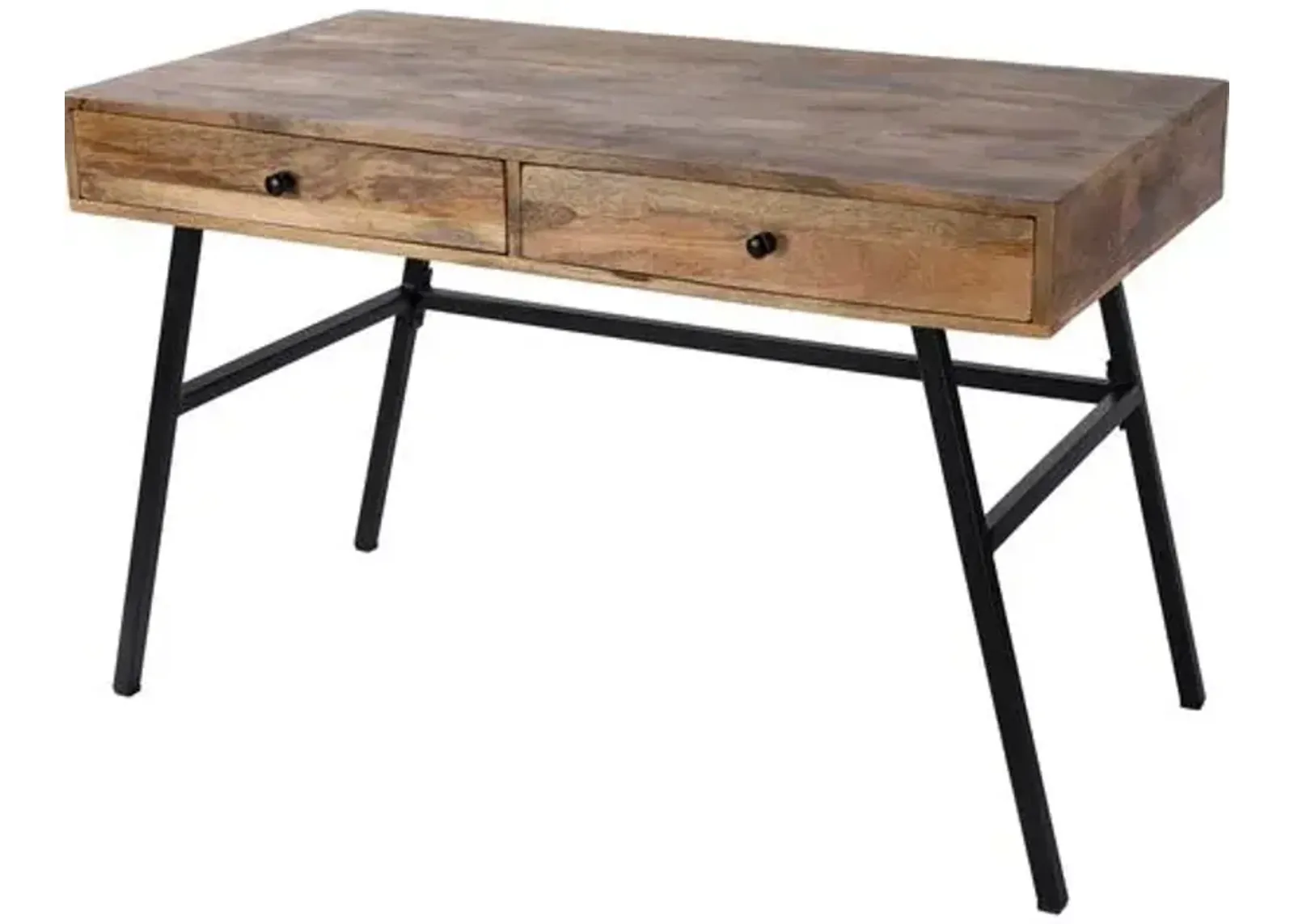 Lani Two-Drawer Desk - Natural - Brown