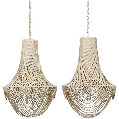 Empire Leather Small Chandelier - Cream - Ngala Trading Co. - Handcrafted