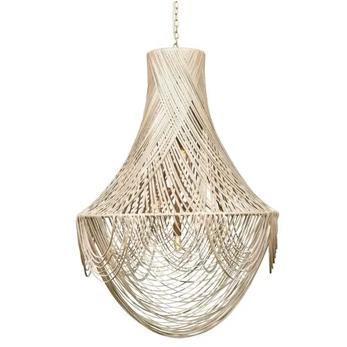 Empire Leather Large Chandelier - Cream - Ngala Trading Co. - Handcrafted