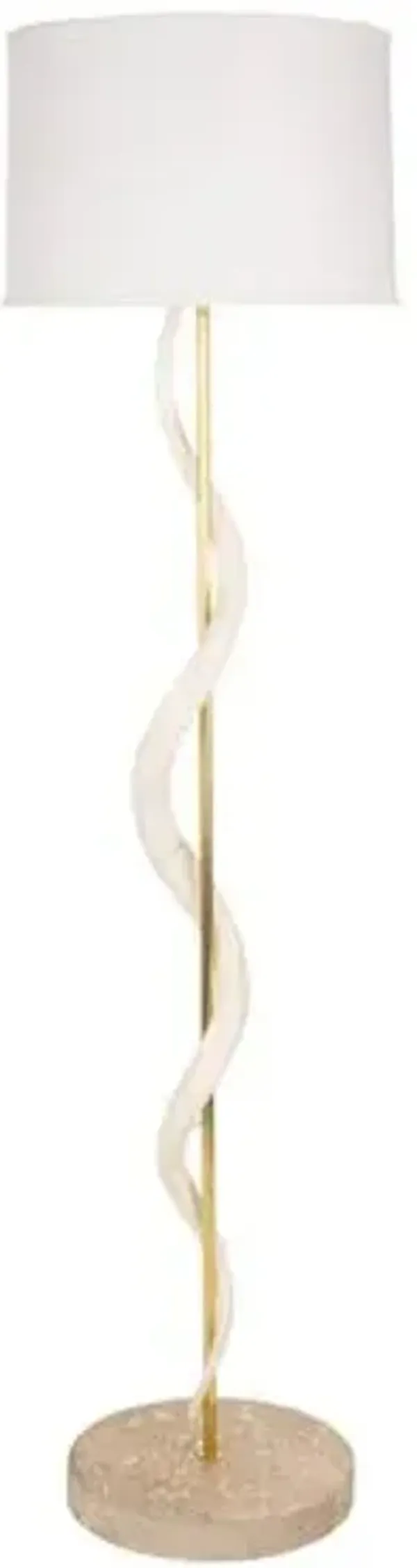 Kudu Inner Horn Single Twist Floor Lamp - Natural/White Burlap - Ngala Trading Co. - Handcrafted