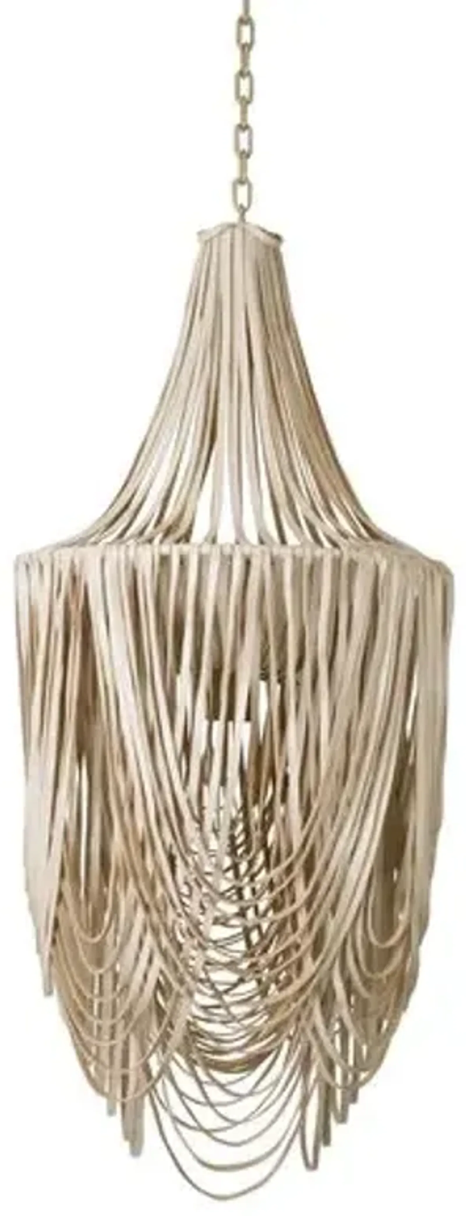 Whisper Leather Small-Long Chandelier - Cream - Ngala Trading Co. - Handcrafted - Beige