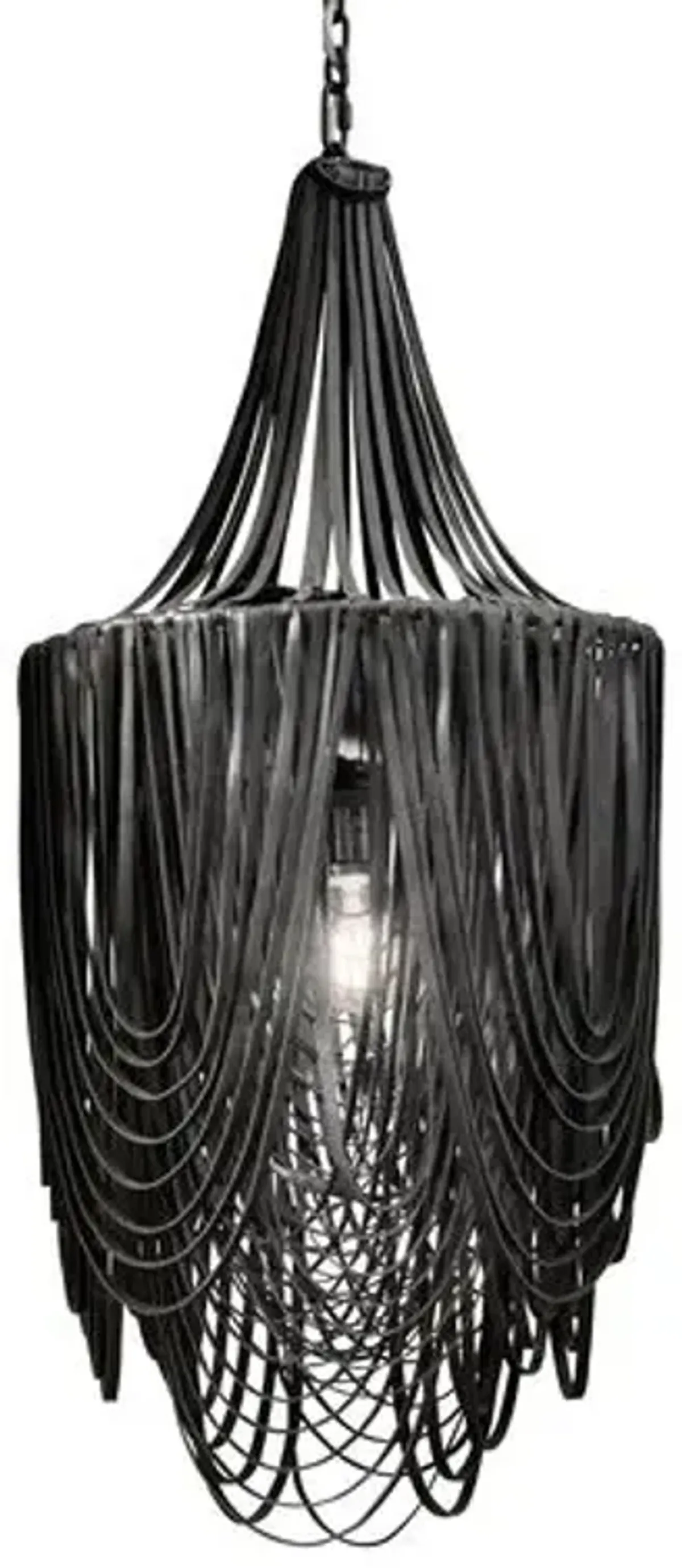 Whisper Leather Small-Long Chandelier - Black - Ngala Trading Co. - Handcrafted