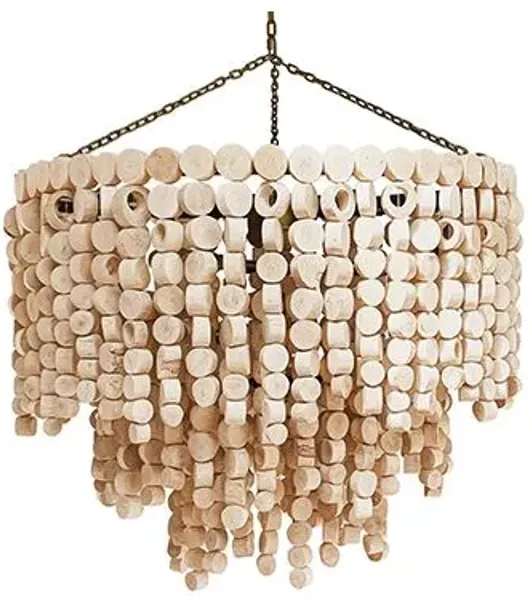 Disk Wood Large Round Chandelier - Natural - Ngala Trading Co. - Handcrafted