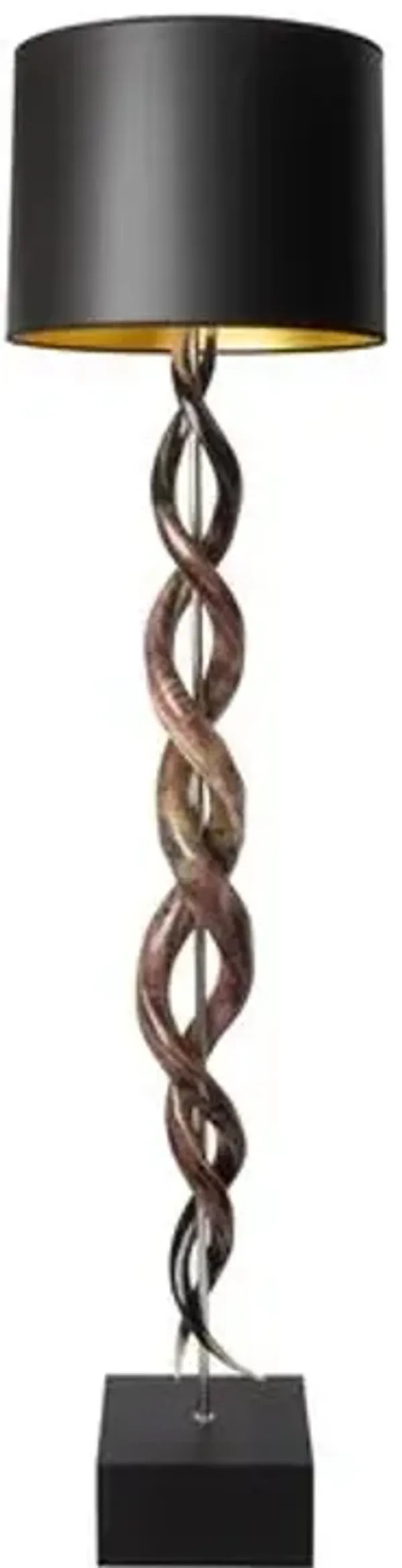 Kudu Polished Horn Double Twist Floor Lamp - Natural/Black - Ngala Trading Co. - Handcrafted