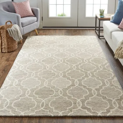 Nila Moroccan Trellis Hand-Tufted Rug - Gray/Ivory - Gray