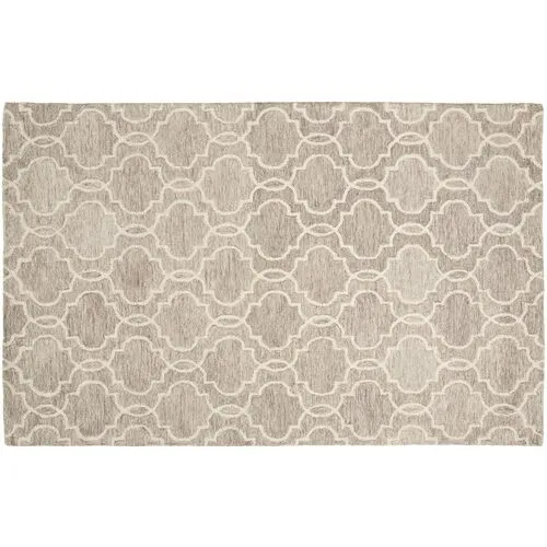 Nila Moroccan Trellis Hand-Tufted Rug - Gray/Ivory - Gray