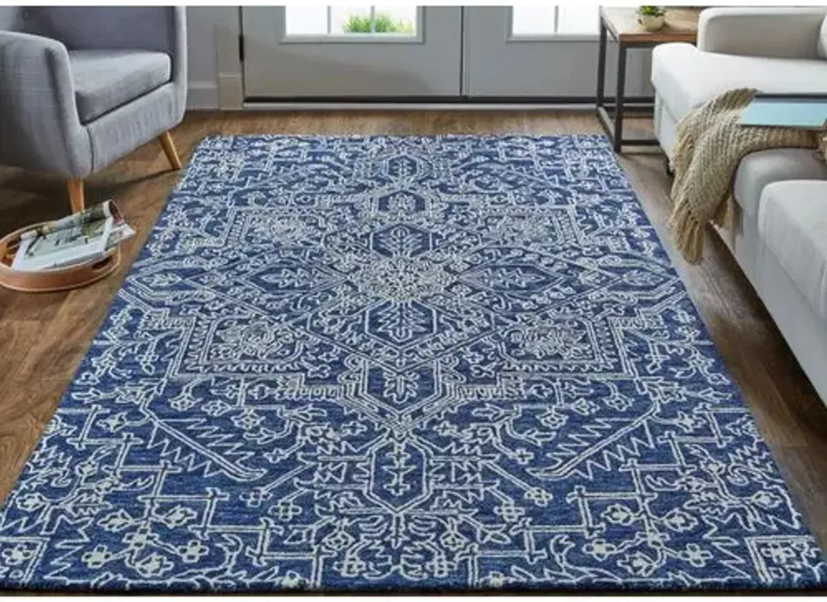 Nila Hand-Tufted Rug - Blue/Ivory - Blue