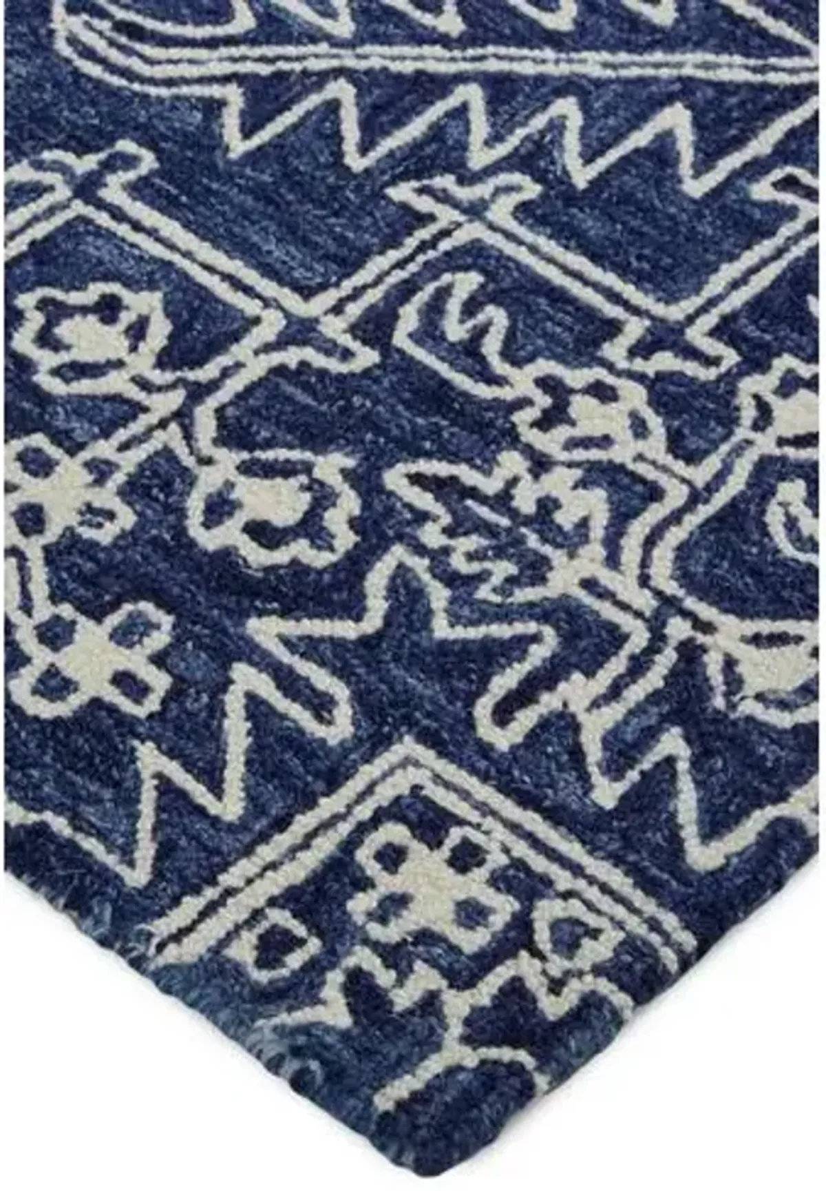 Nila Hand-Tufted Rug - Blue/Ivory - Blue