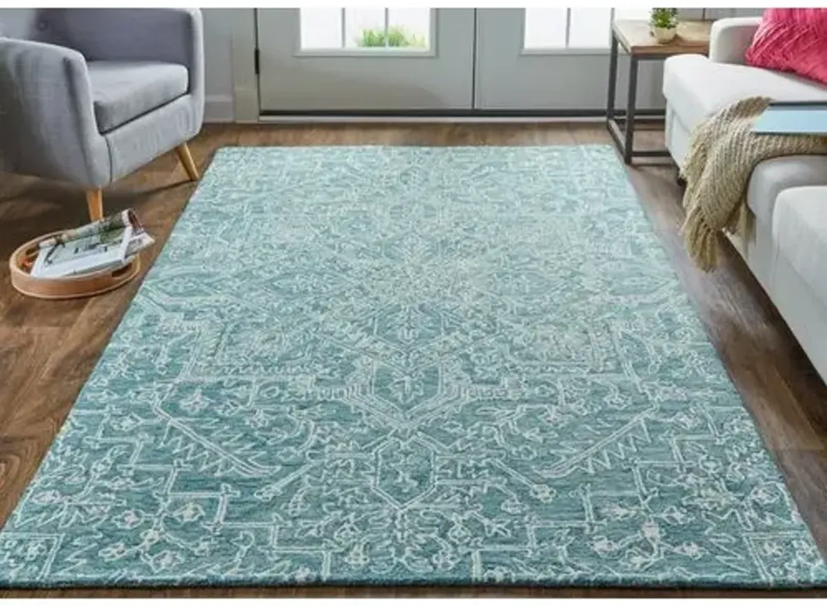 Nila Hand-Tufted Rug - Teal/Ivory - Green - Green