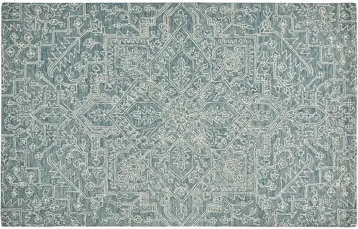 Nila Hand-Tufted Rug - Teal/Ivory - Green - Green