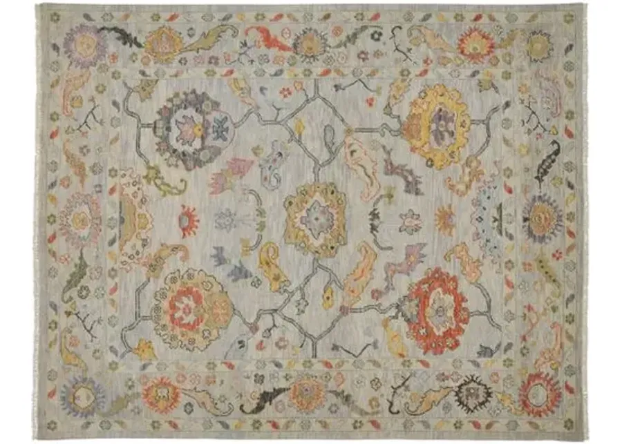 Larissa Hand-Knotted Botanical Rug - Gray/Yellow - Gray