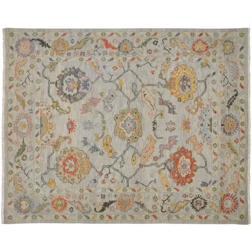 Larissa Hand-Knotted Botanical Rug - Gray/Yellow - Gray