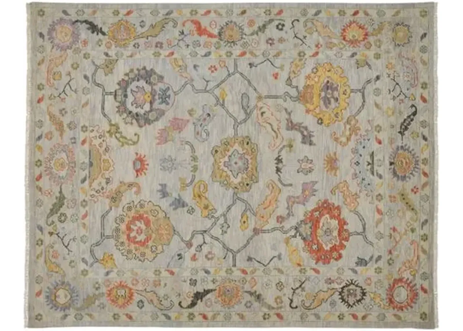 Larissa Hand-Knotted Botanical Rug - Gray/Yellow - Gray