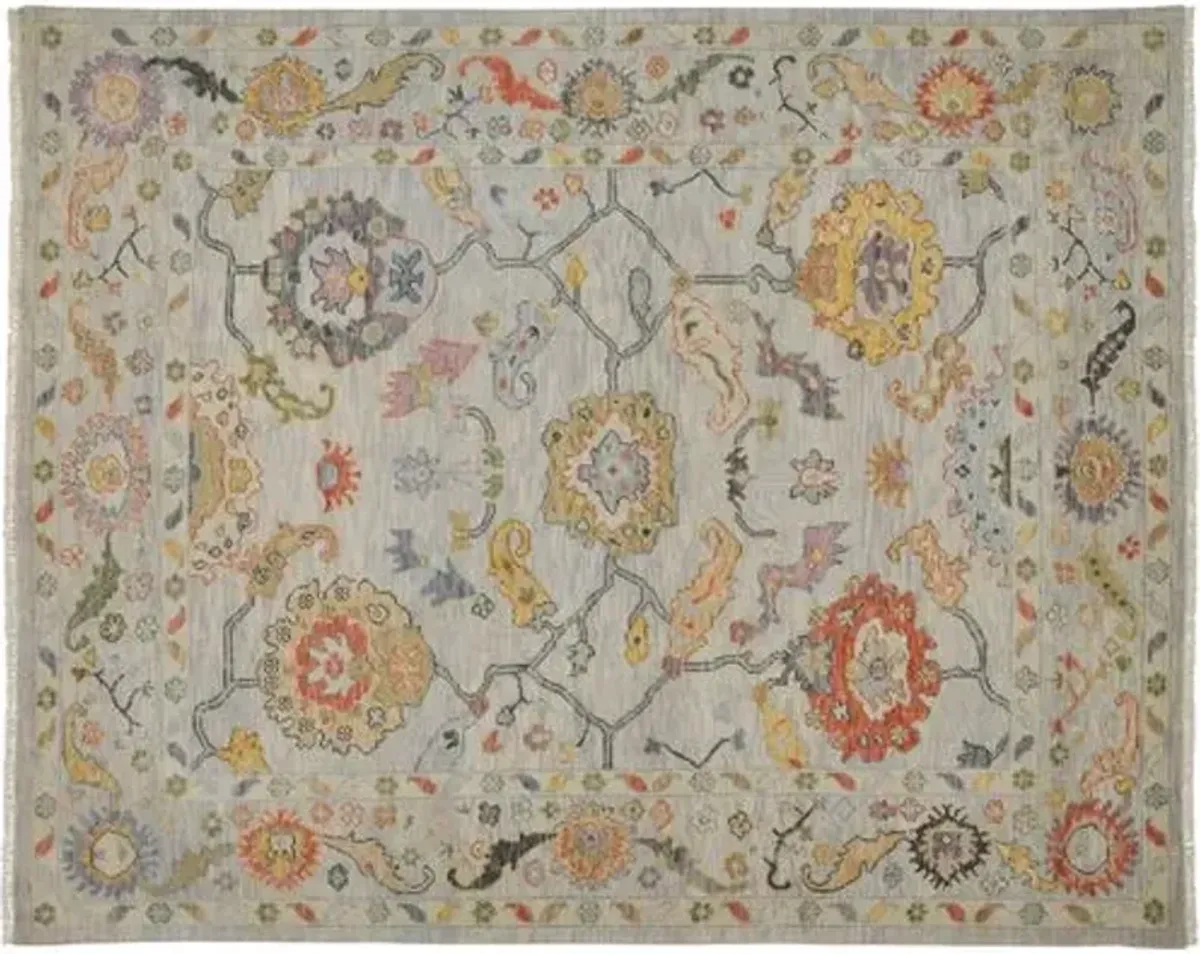 Larissa Hand-Knotted Botanical Rug - Gray/Yellow - Gray