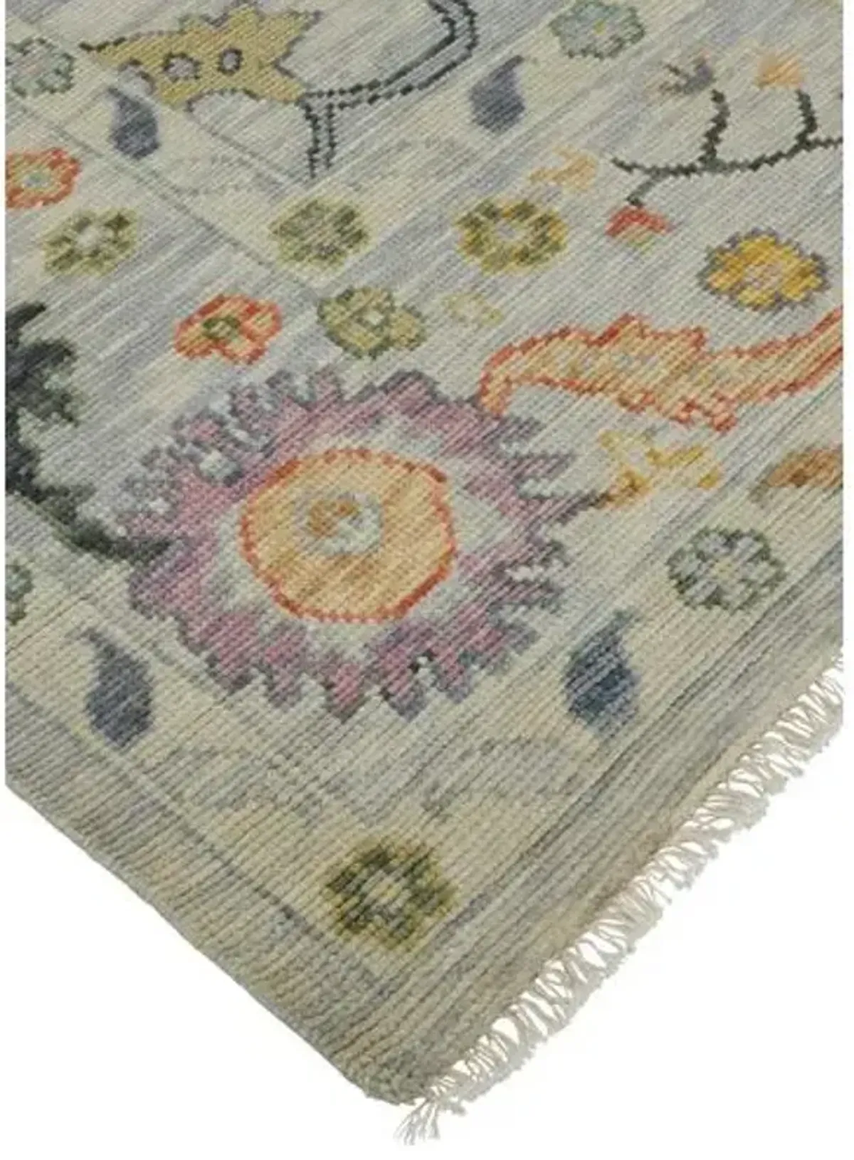 Larissa Hand-Knotted Botanical Rug - Gray/Yellow - Gray