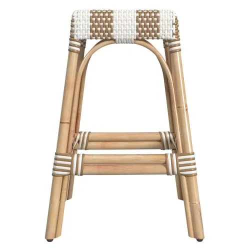 Sabrina Rattan Counter Stool - Natural/White Stripe